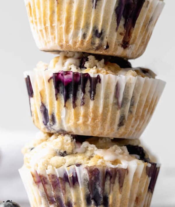 Healthier Bakery Style Lemon Blueberry Streusel Muffins
